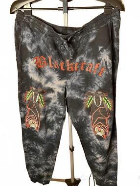 Vintage Blackcraft Tie Dye Jogger Sweatpants w bat baggy fit sz XL gray